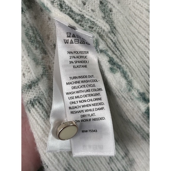 Joie Women's Floral Sweater Size Large White Green With Buttons Cottagecore - Picture 4 of 5